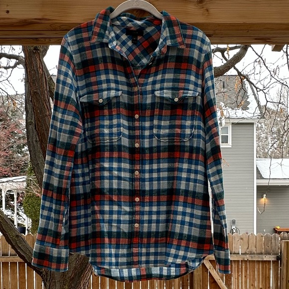 J. Crew Plaid Boyfriend Button Down Soft Flannel size 10 - Picture 3 of 15